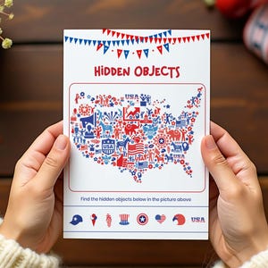 4. Juli Wimmelbild Spiel für Kinder | Vierter Juli Reiseaktivität | Sofortiger Download PDF | Vaterländischer Sommer Puzzle zum Ausdrucken