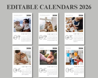 2026 Photo Calendar | Editable Family Desk Calendar | 12-Month Custom Canva Template |  Personalized Photo Calendar for Family