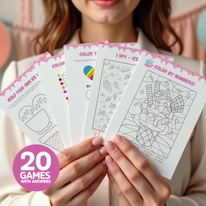 Ice Cream Party Games Printable Bundle for Kids and Adults, Summer Activity Sheets, Ice Cream Social Ideas, Fun Learning Games PDF Pack