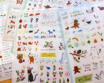3 sheets korea pretty sticker set deco translucent sticker etsy