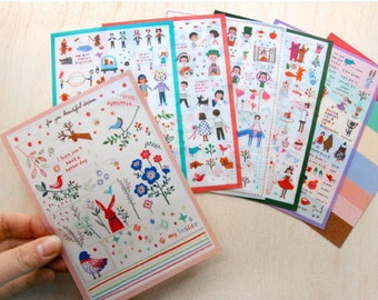 3 sheets korea pretty sticker set deco translucent sticker etsy