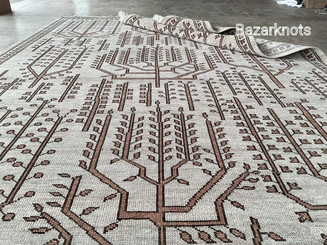 Beige Hand Knotted Area Wool Rug, Handmade Rug Area Rug for Bedroom ...