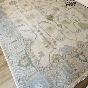 Hand Knotted Modern Oushak, Muted Area Oushak Rug, Wool Area Rug for Bedroom, Living room, dining area, Pastel Oushak Rug 8x10, 9x12, 10x14