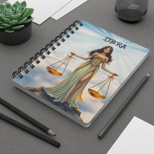 Journal du zodiaque Balance, carnet à spirales d'astrologie, cadeau personnalisé pour les Balance, journal d'écriture horoscope, idéal pour les anniversaires