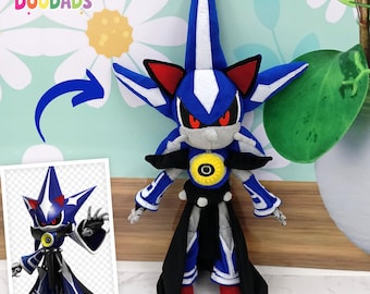 Neo Metal Sonic Plush – Handmade Cyber Sonic Collectible Toy