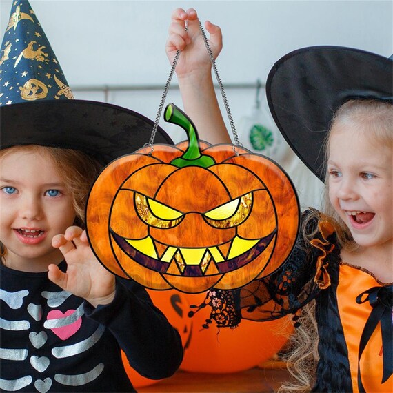 Halloween  decor - Pumpkin horror decor - Pumpkin Suncatcher-  Thanksgiving Decor - Halloween Pumpkin Tracery - Fall Decor- Halloween gift