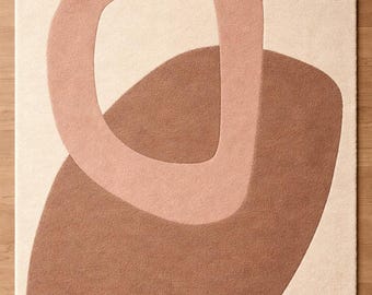 Alfombra geométrica abstracta, alfombra beige, rosa y marrón para sala de estar, decoración minimalista para dormitorio.