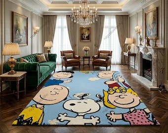 Peanuts Cartoon Tufted Rug, Handmade Snoopy Rug, Kids Room Decor, Charlie Brown Rug, Custom Cartoon Carpet, Nursery Area Rug Gift