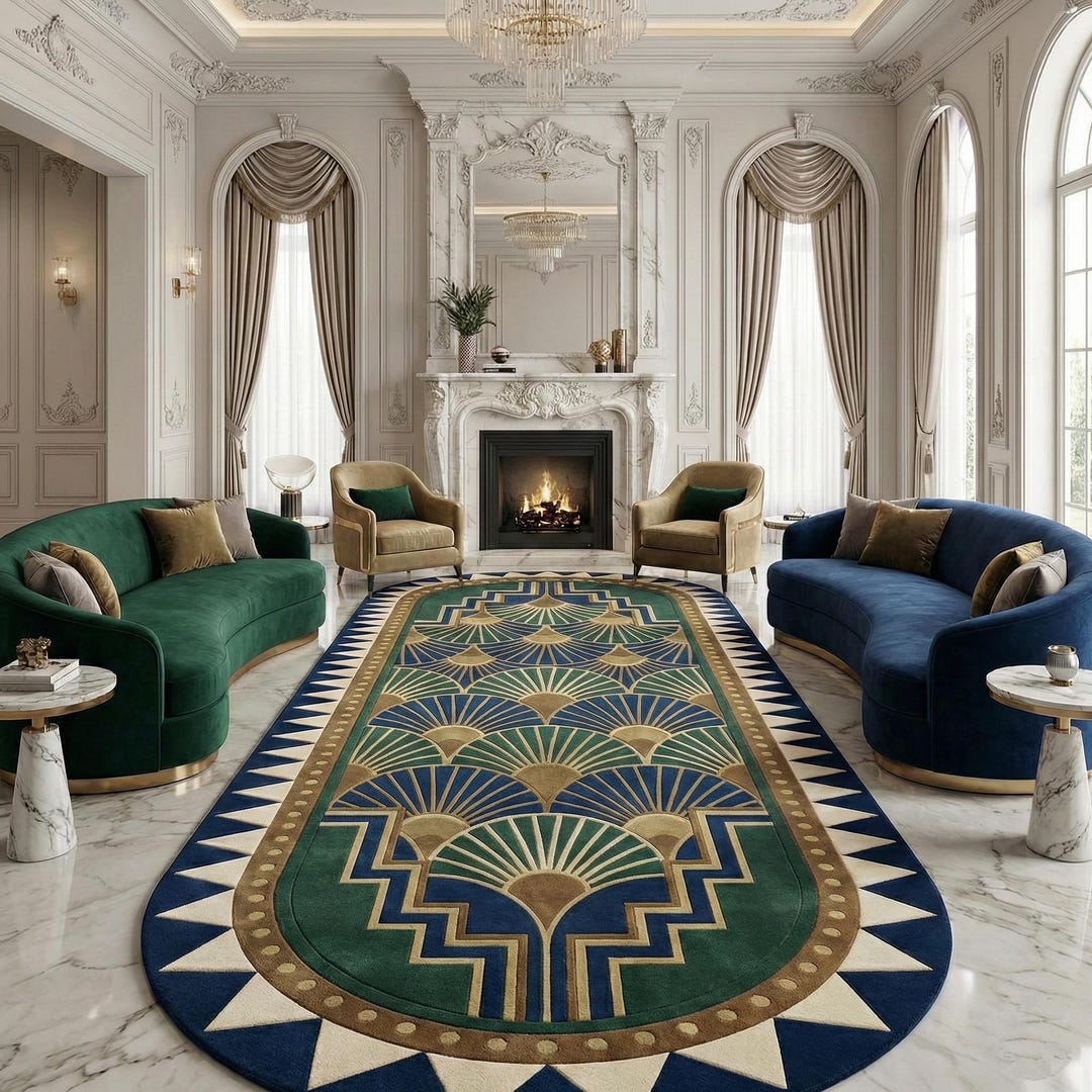 3x10ft Hand Tufted Art Deco Rug, Luxury Geometric Area Rug, Handmade ...