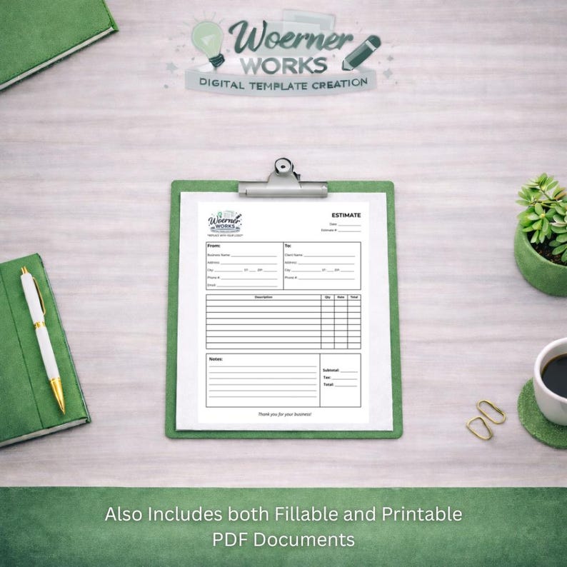 Small Business Blank Estimate Template – Canva + Fillable PDF ...