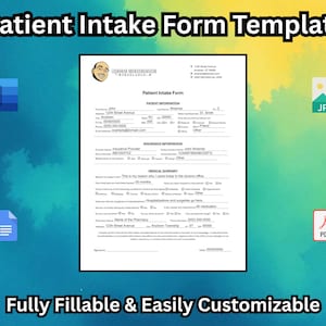Patient Intake Form Template | Editable Medical Intake PDF & DOCX | For Clinics, Therapists, and Wellness Pros
