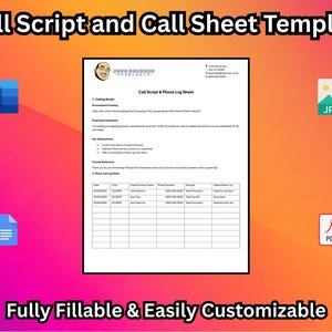 Call Script and Log Sheet Template | Editable Client Call Tracker | PDF, JPG, DOCX & Google Docs | Instant Download