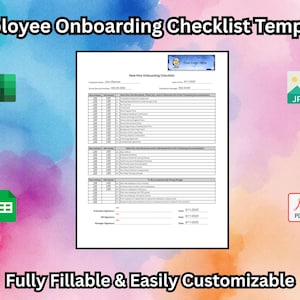 Employee Onboarding Checklist Template | New Hire Form | Editable PDF, JPG, Excel & Google Sheets | Instant Download