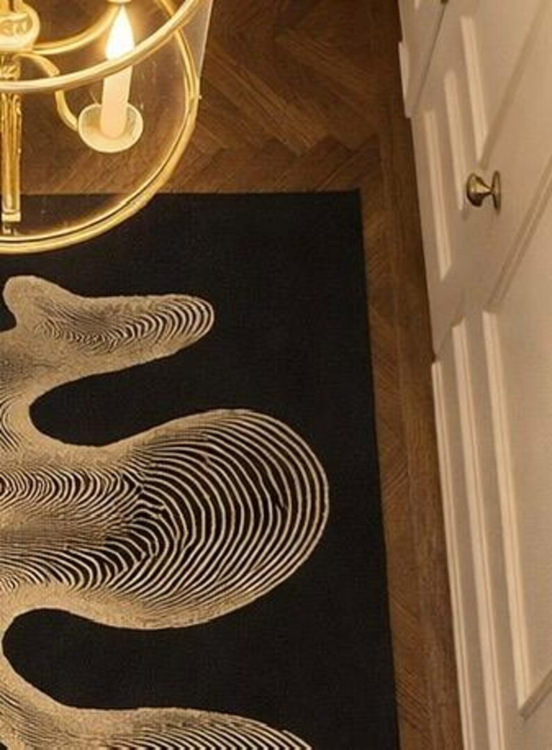 Modern Abstract, Beige Hallway Rug, Luxury Entryway Contemporary Carpet ...