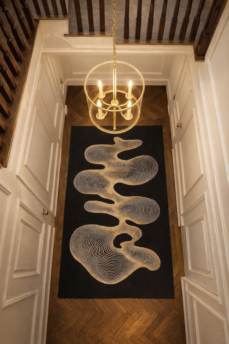 Modern Abstract, Beige Hallway Rug, Luxury Entryway Contemporary Carpet ...