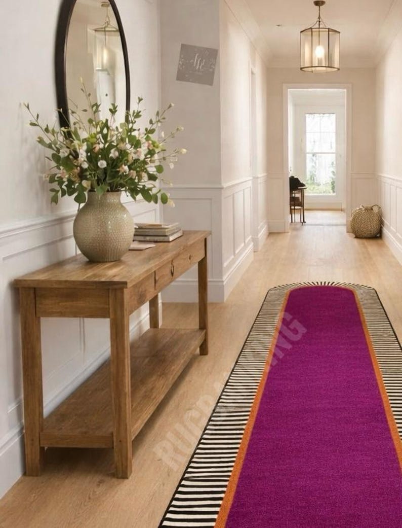 Modern Hallway Rug, Purple Entryway Runner, Long Corridor Rug, Luxury ...