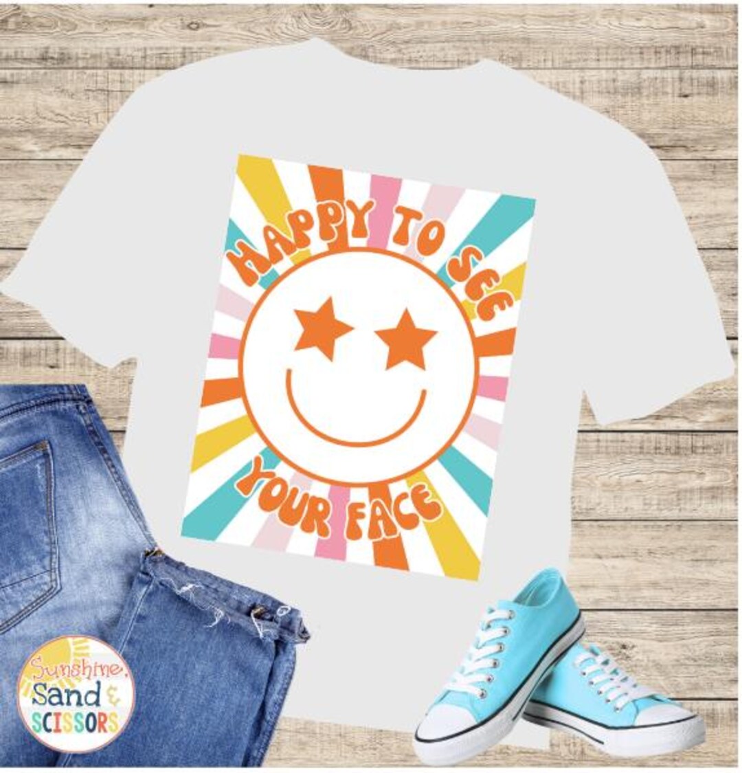 Retro Smiley Face PNG: Happy Vibes Sublimation Design (digital Download ...