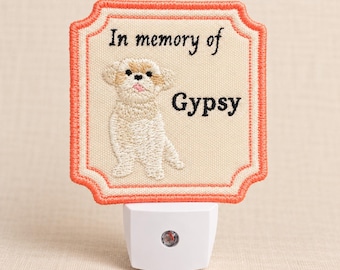 Personalized Embroidered Pet Night Light, Memorial Night Light, Custom Pet Night Light