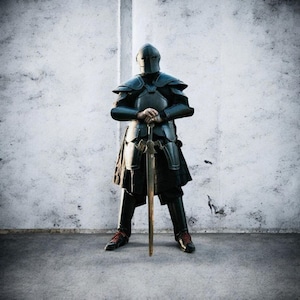 Black Full Body Barbuta Armor Suit | Gothic Medieval Knight Steel Armor | LARP Cosplay Protection | Custom Handmade Masterpiece
