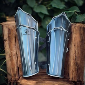 Gothic bracers, pair of blackened fantasy warrior bracers, larp costume, medieval knight armor, steel warrior clothing