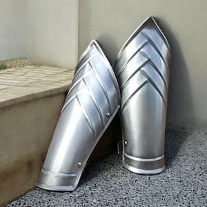 Polished Medieval Bracers | Steel Arm Guards for LARP, Cosplay, Reenactment & Renaissance Fair | Fantasy Armor Vambraces