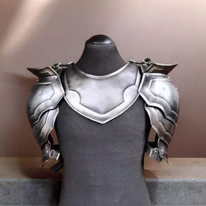 Medieval Shoulder Pauldrons with Chest Plate Gorget | Handcrafted LARP Cosplay Armor | Gothic Fantasy Knight Shoulder Armor