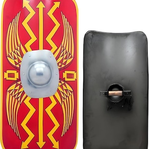Roman Scutum Shield | 18G Steel Legionnaire Shield | Functional LARP  SCA Armor | Jumbo Medieval Shield for Cosplay & Reenactment
