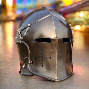 Handcrafted Medieval Knight Helmet | Crusader Great Helm Replica | Steel Armor Helmet for LARP, Cosplay, Reenactment & Decor