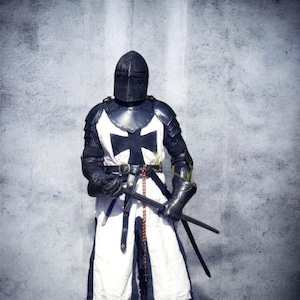 Fantasy Black Medieval Templar Crusader Armor | Gothic Knight Cosplay Costume | LARP & Renaissance Fair Armor Suit