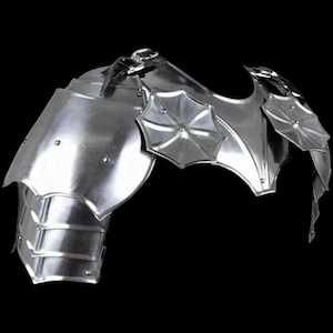 Medieval Steel Pauldrons for LARP & Cosplay | Shoulder Armor with Gothic Detailing | Knight Costume Gear | SCA Reenactment Armor