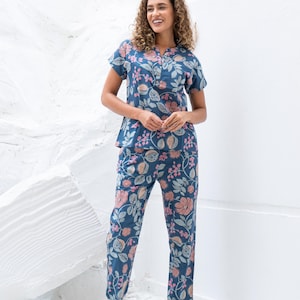 Floral Cotton Pajama Set for Women | Soft & Comfortable Sleepwear | Cozy Floral Print Lounge Set | Perfect for Summer Night Wear | Sleepwear