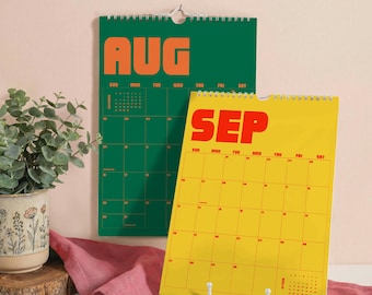 2026-2027 Retro Academic Year Wall Calendar, August Start, Retro Minimalist Design