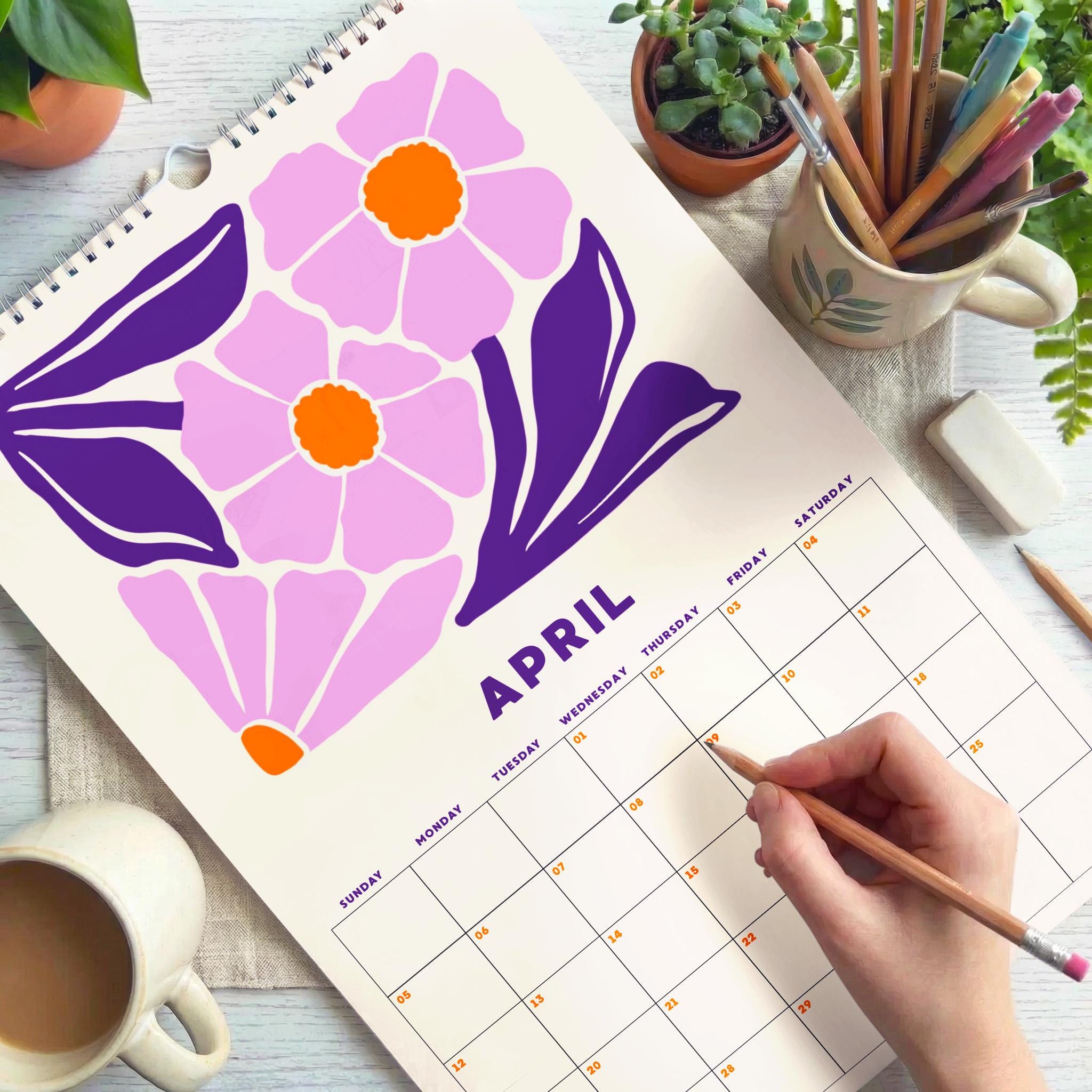 2026 Dreamy Garden Wall Calendar: Colorful Flowers Monthly Planner ...