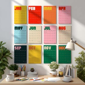 Retro wandkalender 2026, grote maandplanner, agenda voor het hele gezin