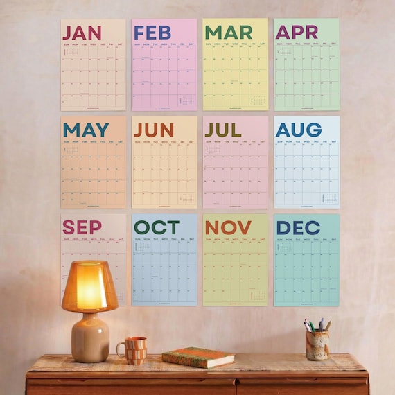 2027 Wall Calendar: Colorful Monthly Planner, Recycled Paper, Monday/Sunday Start
