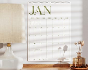 2026 Matcha Wall Calendar: Large Monthly Planner, Recycled Paper