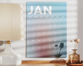 2026 Wall Calendar: Gradient Design, Recycled Paper, Monday or Sunday Start