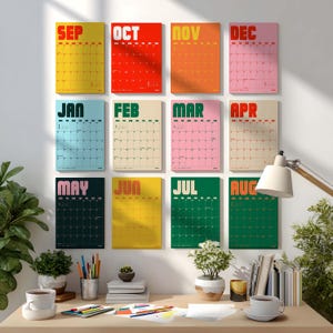 2025-2026 Academic Wall Calendar: Retro Color, Recycled Paper