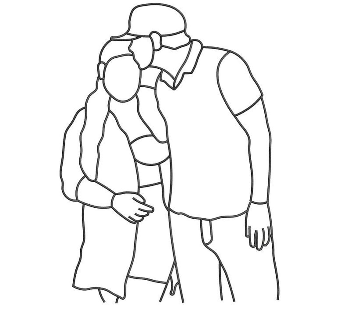 Custom Outline Embroidery Digitizing, Couple Outline Embroidery, Custom ...