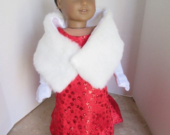 Red Glitter Regency Dress with Fur Stole