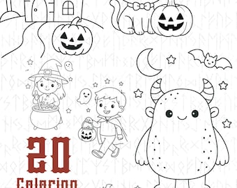 Gruseliges Halloween Malbuch | Kinderaktivität 3-10 Jahre (PDF)