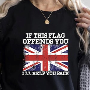 If This Flag Offends You T-Shirt, Vintage Patriotic UK Pride Union Jack Shirt