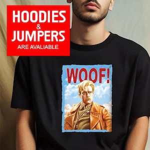WOOF! Funny Military T-Shirt, Funny Retro Military Style tshirt, Vintage Style Art shirt, Campy Retro Officer Tee, Men Gift Vintage Tee Top