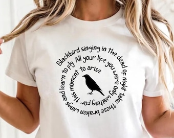 Camiseta con letra de Blackbird: jersey unisex inspirado en los Beatles
