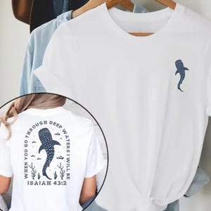 Christian Whale Shark T-Shirt, Isaiah 43:2 Bible Verse, Ocean Lover Tee
