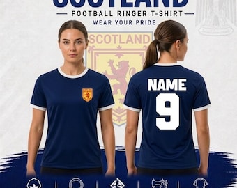 Camiseta personalizada de fútbol de Escocia con ribete Camiseta personalizada de fútbol escocés Regalo