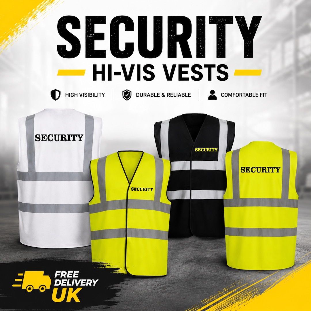 Security Hi Vis Vest Reflective Safety Waistcoat, Security Guards Event ...