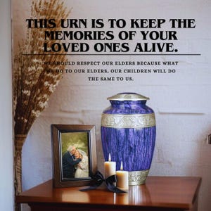 Cremation Urn for Adult Ashes Handcrafted Purple Metal  - Elegant Funeral Urn with Threaded Lid  Memorial Keepsake for Men & Women