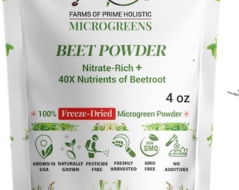 Beet MICROGREENS Freeze-Dried Powder | Non-GMO, Gluten-Free, NO Additives, Fillers, Pesticides, or Synthetic Fertilizers