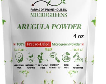 Arugula MICROGREENS Freeze-Dried Powder | Non-GMO, Gluten-Free, NO Additives, Fillers, Pesticides, or Synthetic Fertilizers
